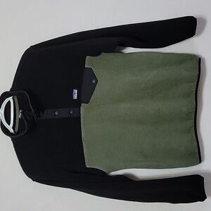 Kids Patagonia Synchilla Snap-T Pullover, Green/Black, Size 14-XL, PreOwned